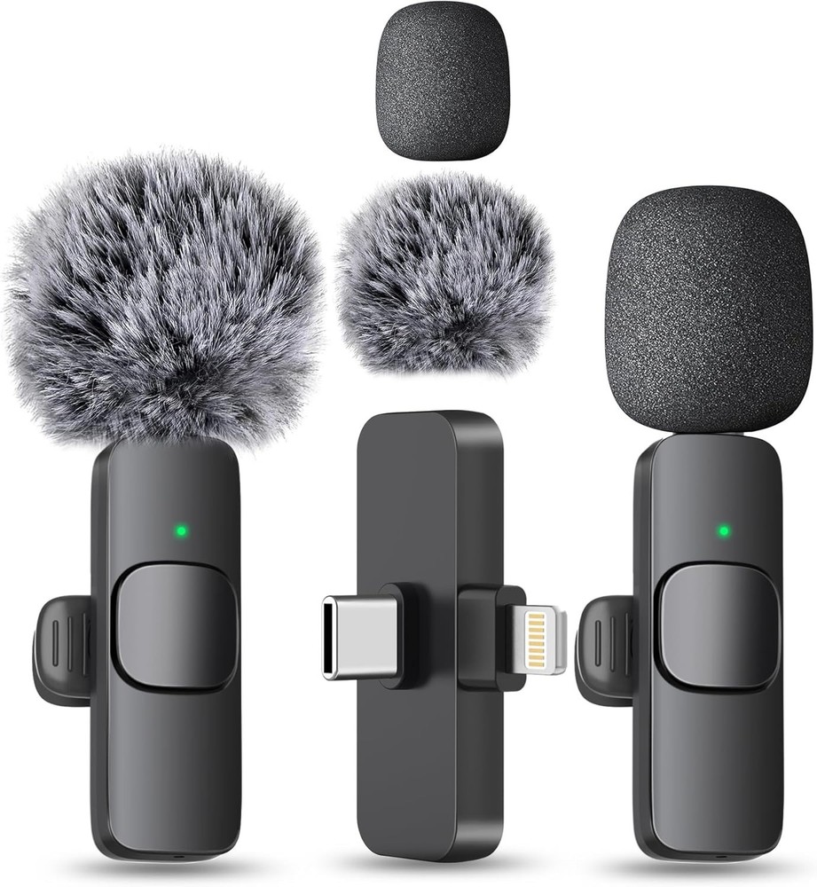 Wireless Microphone Mini Mic for iPhone/Android Phone, LED Display Lavalier Micr