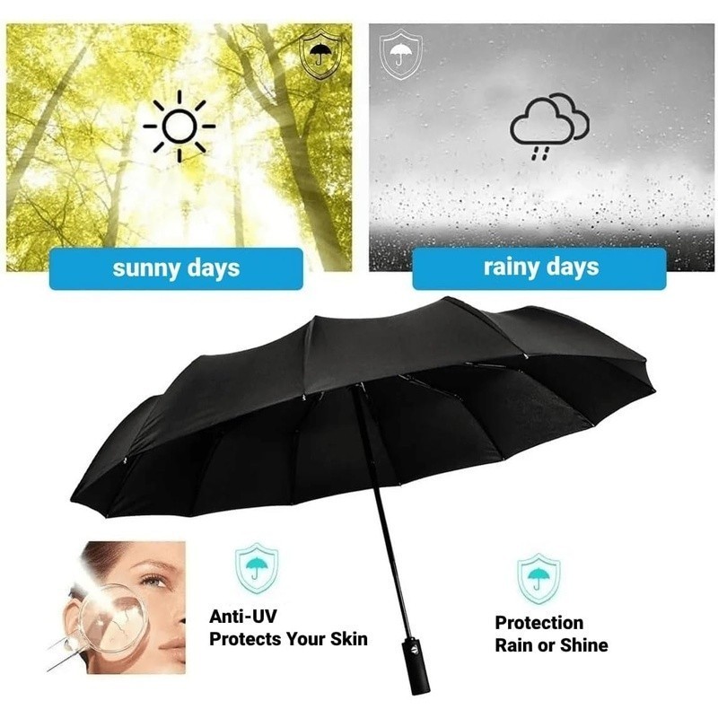 Compact Travel Umbrella Windproof Automatic Open Close Mini Waterproof Durable