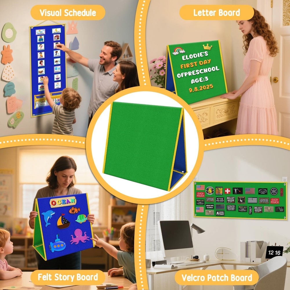 AKAYOK Felt Board - Double-Sided Flannel Board for Preschool Learning, Intera...