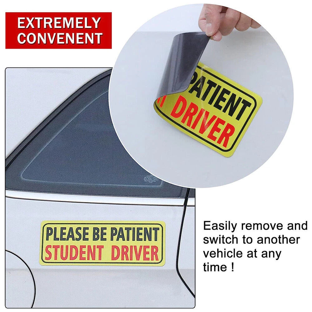 3Pcs Student Driver Magnet Car Signs Please Be Patient Car Bumper Sticker Decal