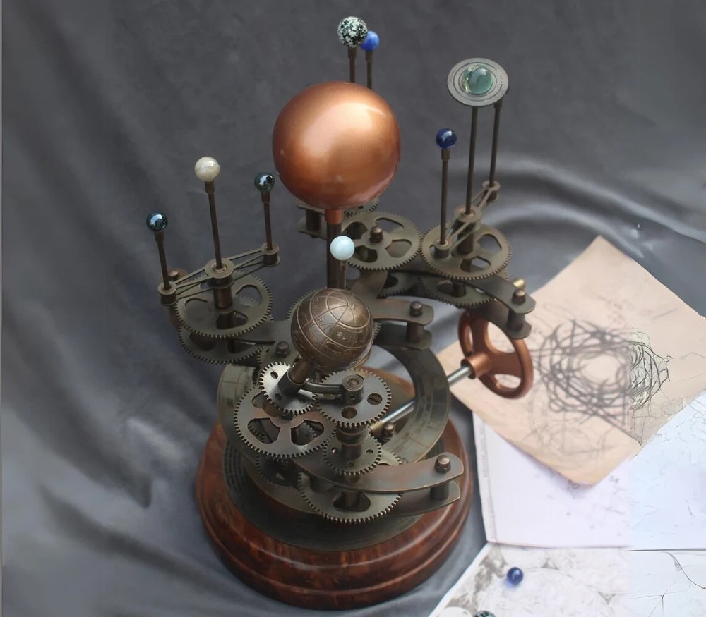 Antique Brass Orrery Solar System Model w/ Saturn – Functional Celestial Gift