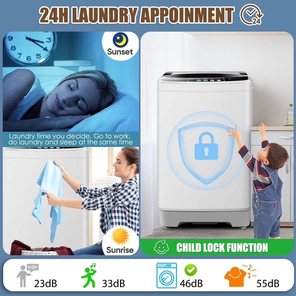 Washing Machine Full Automatic 17.8LB Top-Loading Compact Laundry Washer & Dryer