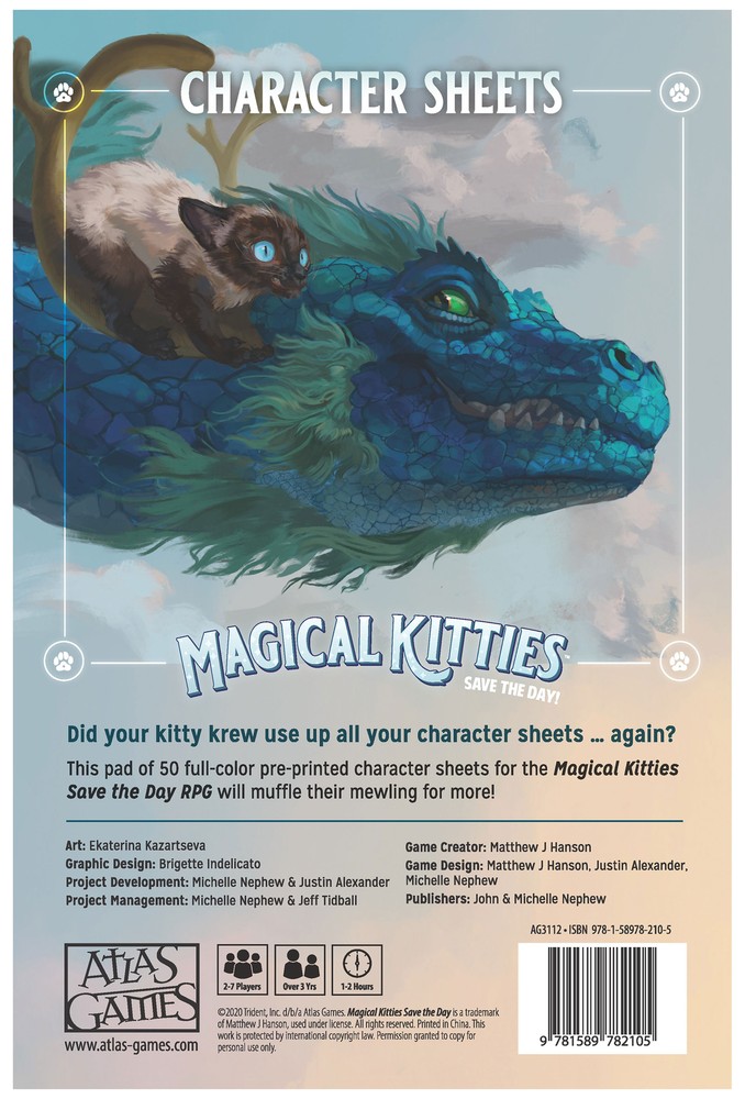 Magical Kitties Save the Day! RPG: Kitty Character Sheets
