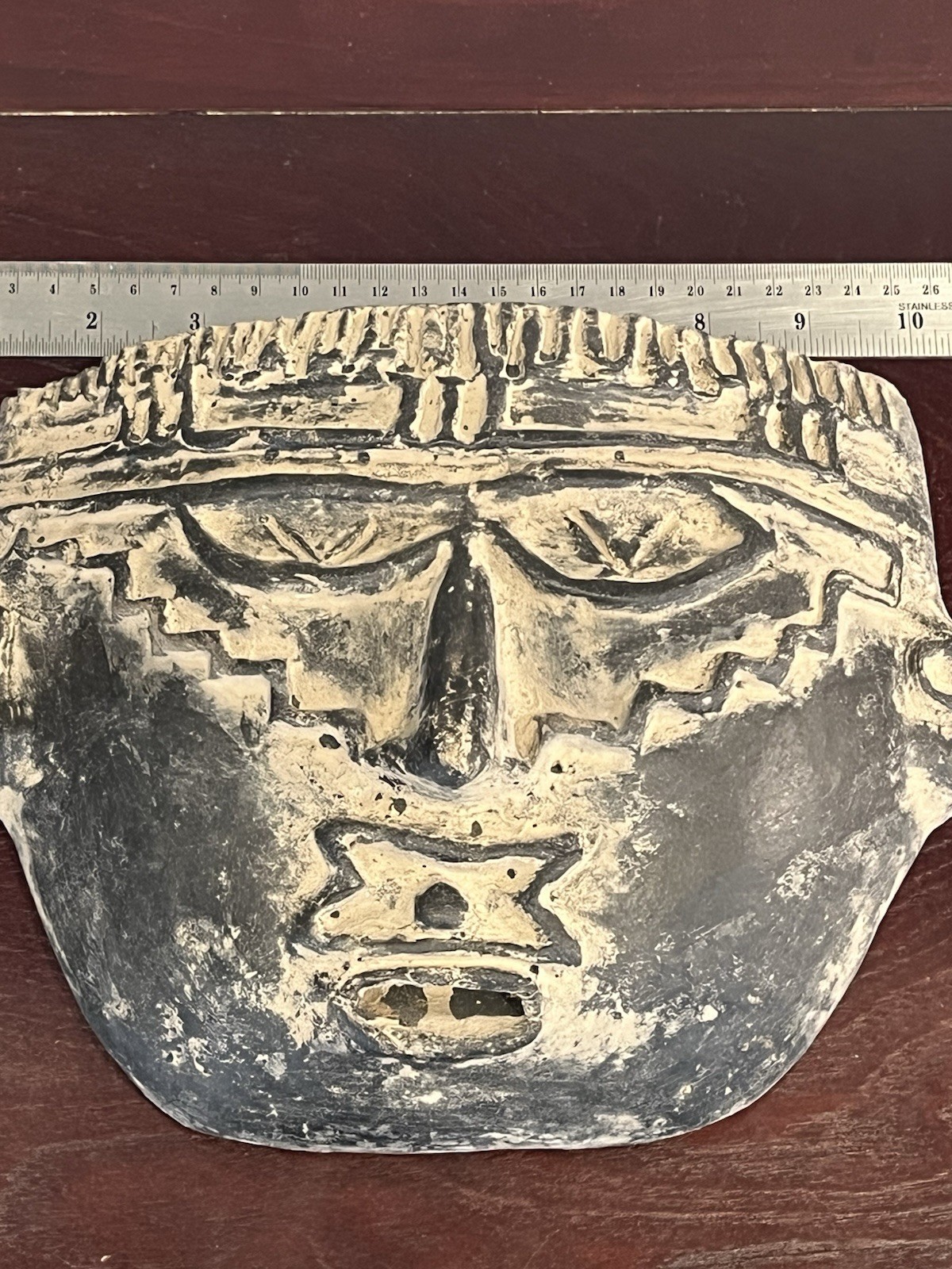 Folk Art Handmade Ceramic Mask Wall Plaque Earthy Rough Artisanal 10.5”x7.75”