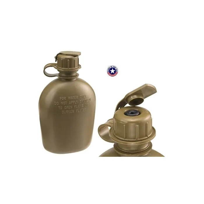 US Military 1 Quart Canteen Hard Plastic w/ NBC Cap OD Green 1QT Army G / VGC