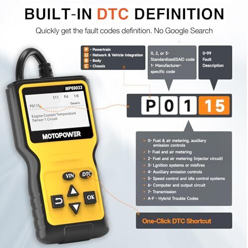 MOTOPOWER MP69033 Car OBD2 Scanner Code Reader Engine Fault Scanner CAN