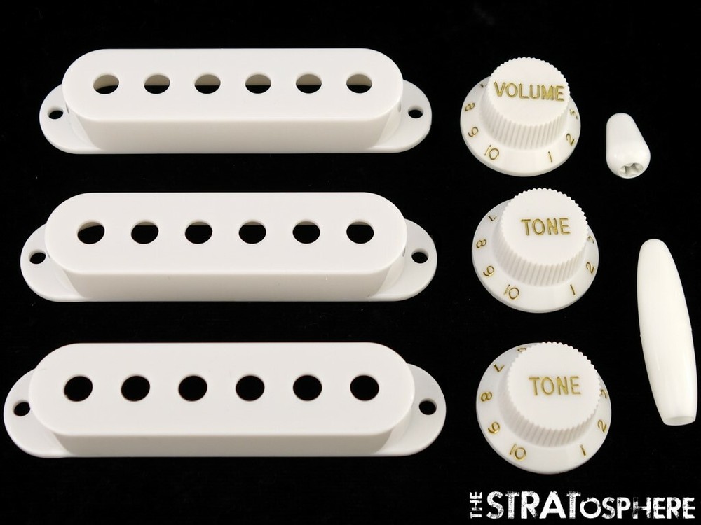 *NEW White ACCESSORY KIT Pickup Covers Knobs Tips for Fender Stratocaster Strat