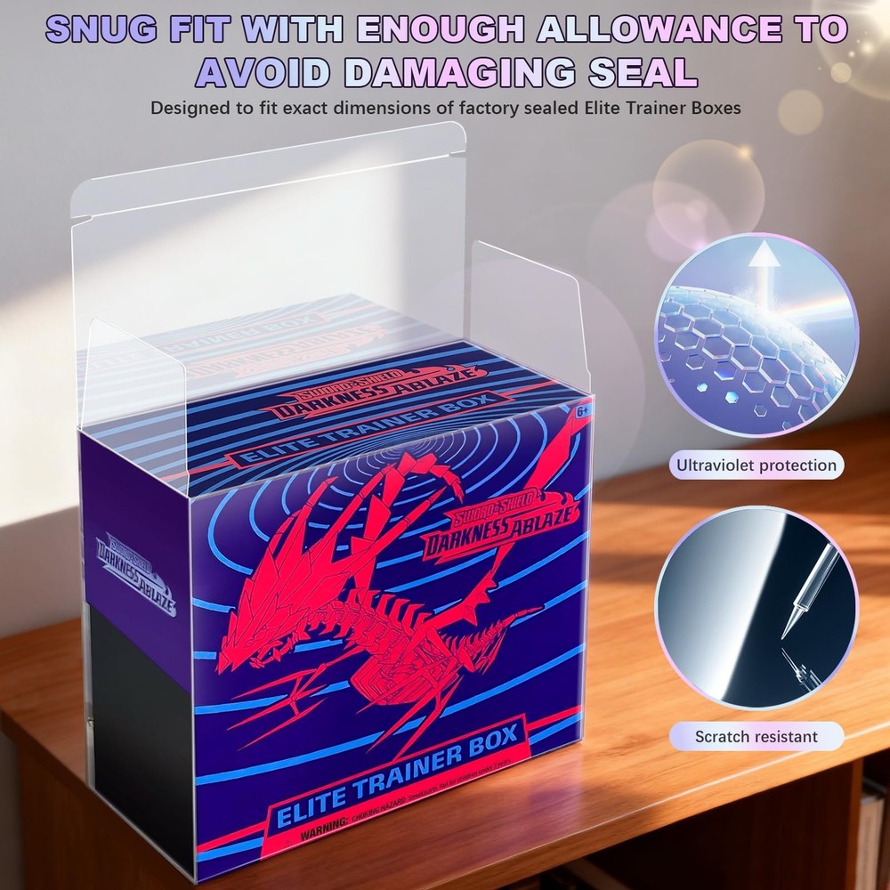 【99% UVBlocking】 PKMN ETB Protector Case, Elite Trainer Box Protector, ETB Bo...