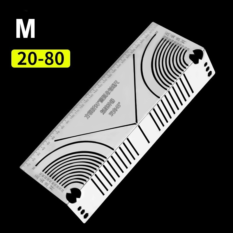1PC 90 Degree Guide Square Tube Drawing Ruler Angle & Arc Marking Tool