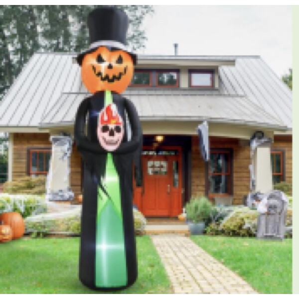 Drip Depot Inflatable Pumpkin Head Ghost with Skull
