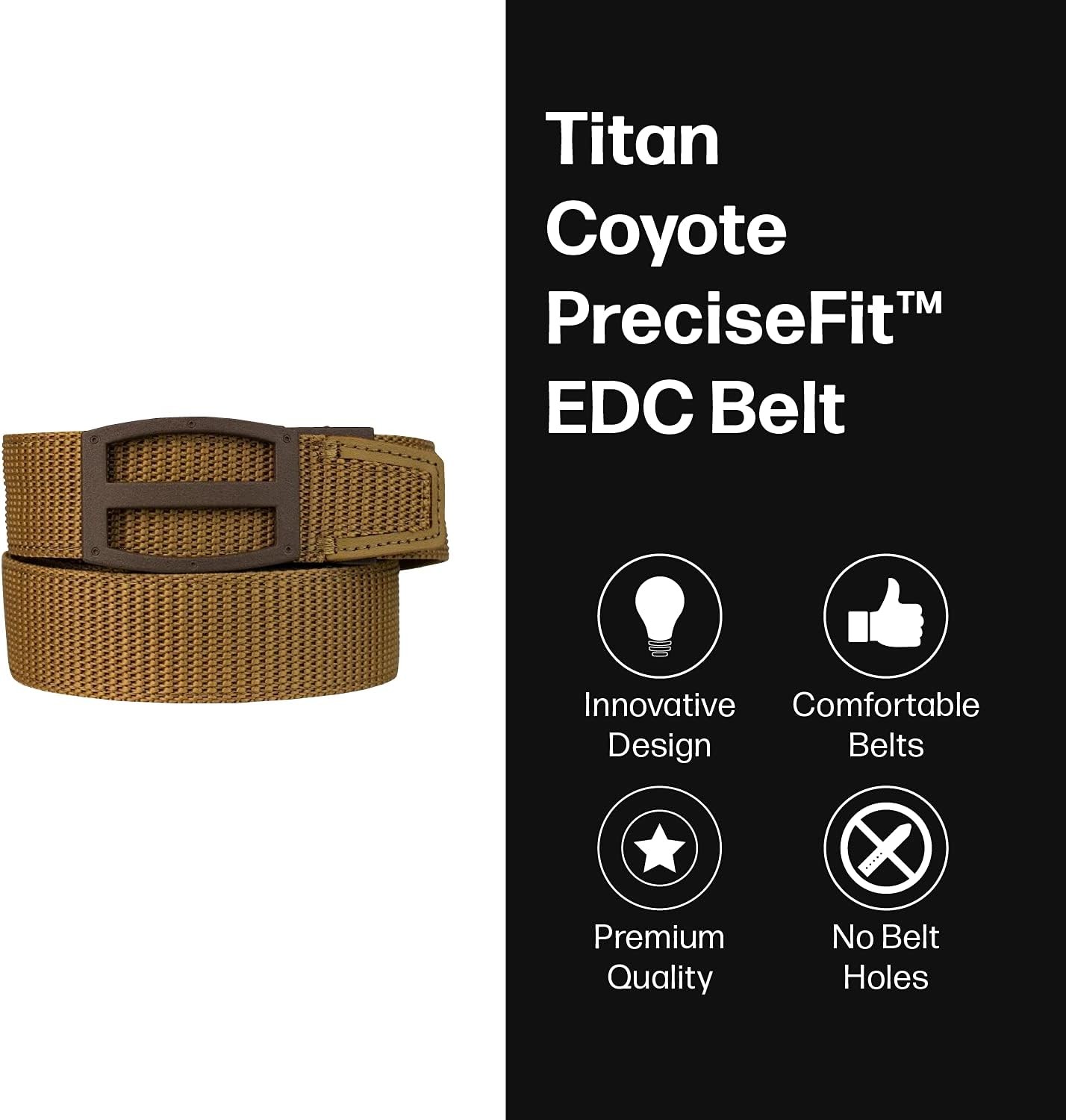 Nexbelt Tactical Ratchet EDC Titan 1/2 Width Strap Cut to Fit Gun Belt, Tan