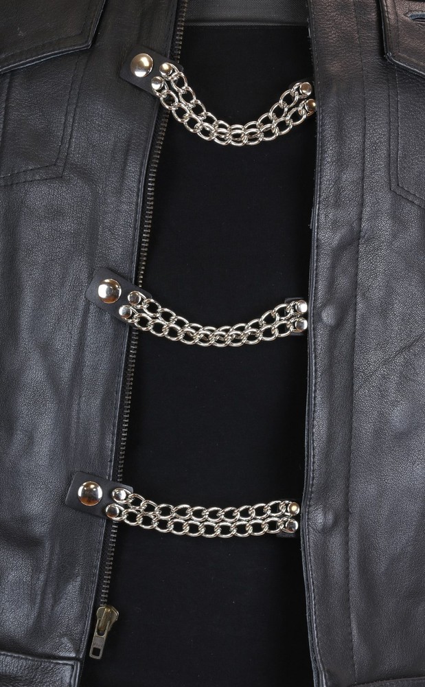 Vest Extender 2 Row Silver Chain Biker MC Jacket Motorcycle Snap- 6pc