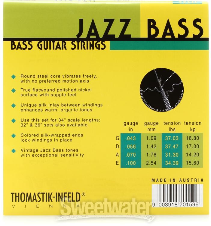 Thomastik-Infeld Jazz Flat Wound Bass Strings - 4-String 34" Long Scale