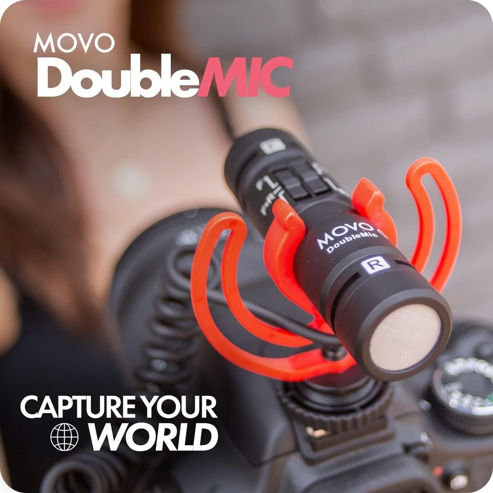 DoubleMic V2 Two-Sided Shotgun Mic for Camera Vlogging Dual Capsule External Mic