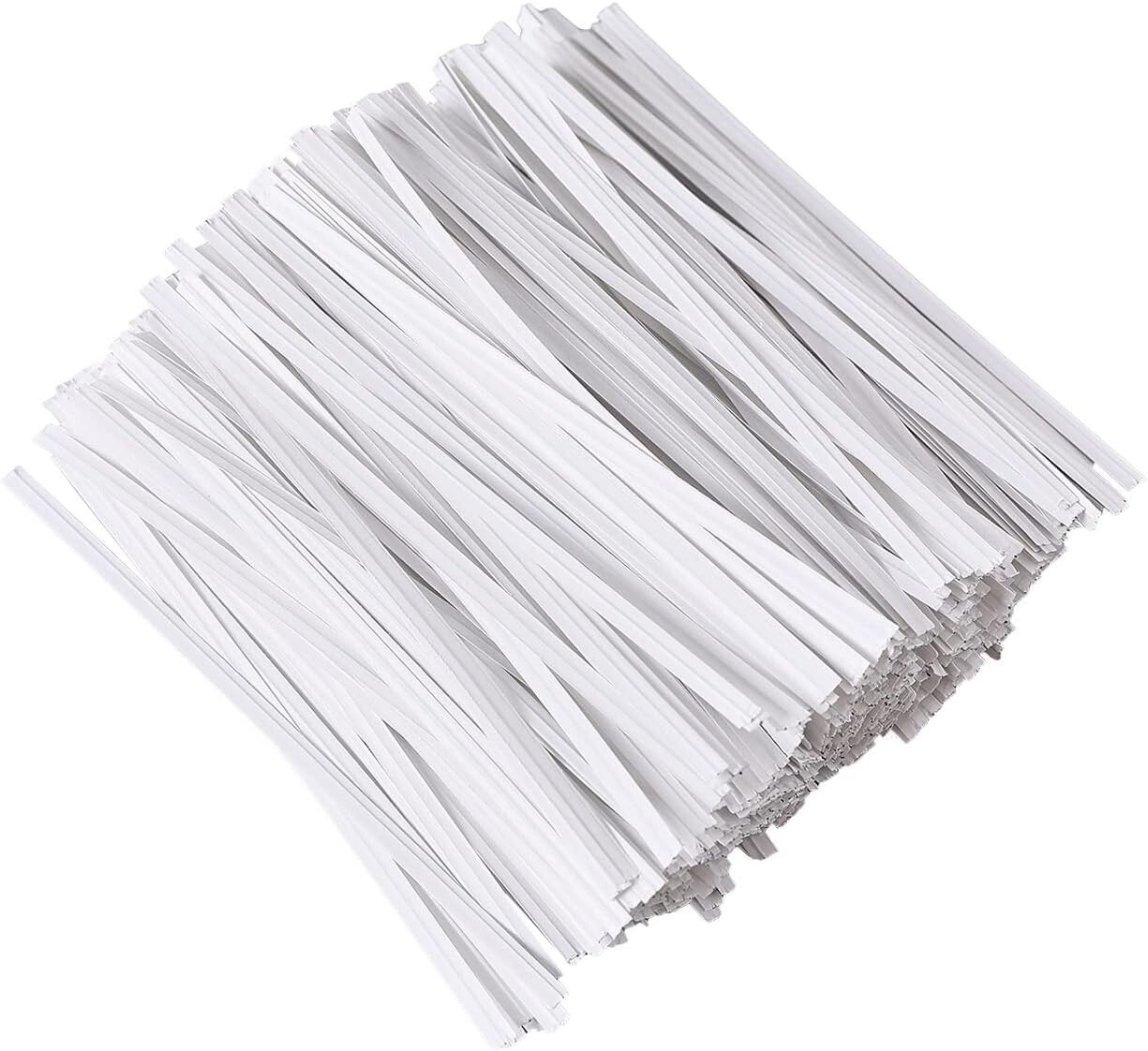 500 Pcs White Paper Twist Ties Reusable Bread Ties for Candy