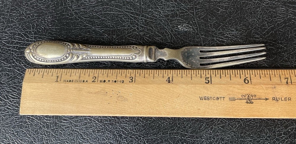 Antique Silver Plate Personalized Fork “Harry” 6.5”