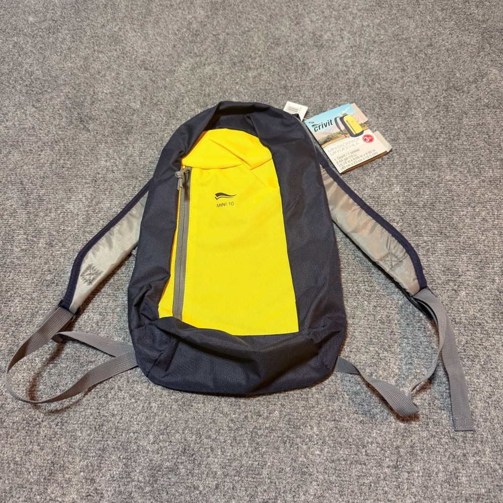 NEW Crivit Mini Backpack Black Yellow Bag Padded Panel Adjustable Shoulder Strap