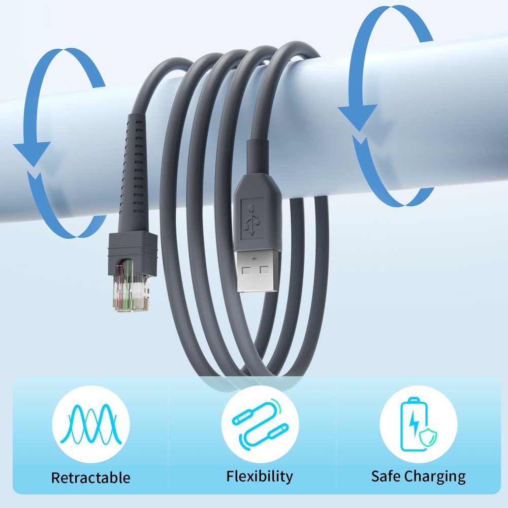 2* Barcode Scanner 7ft USB Cable for Symbol LS2208 LS4208 DS9208 CBA-U01-S07ZAR