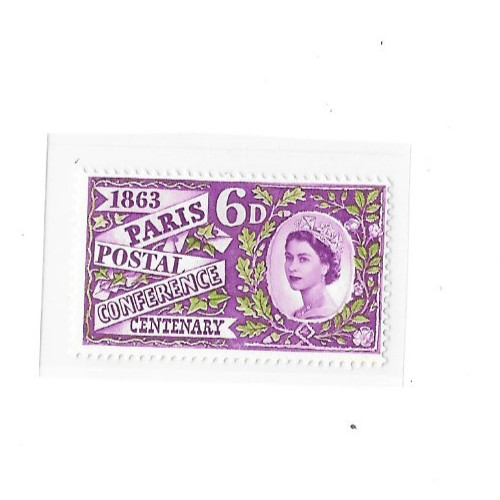 Stamp - British Queen Elizabeth  paris postal conference centenary