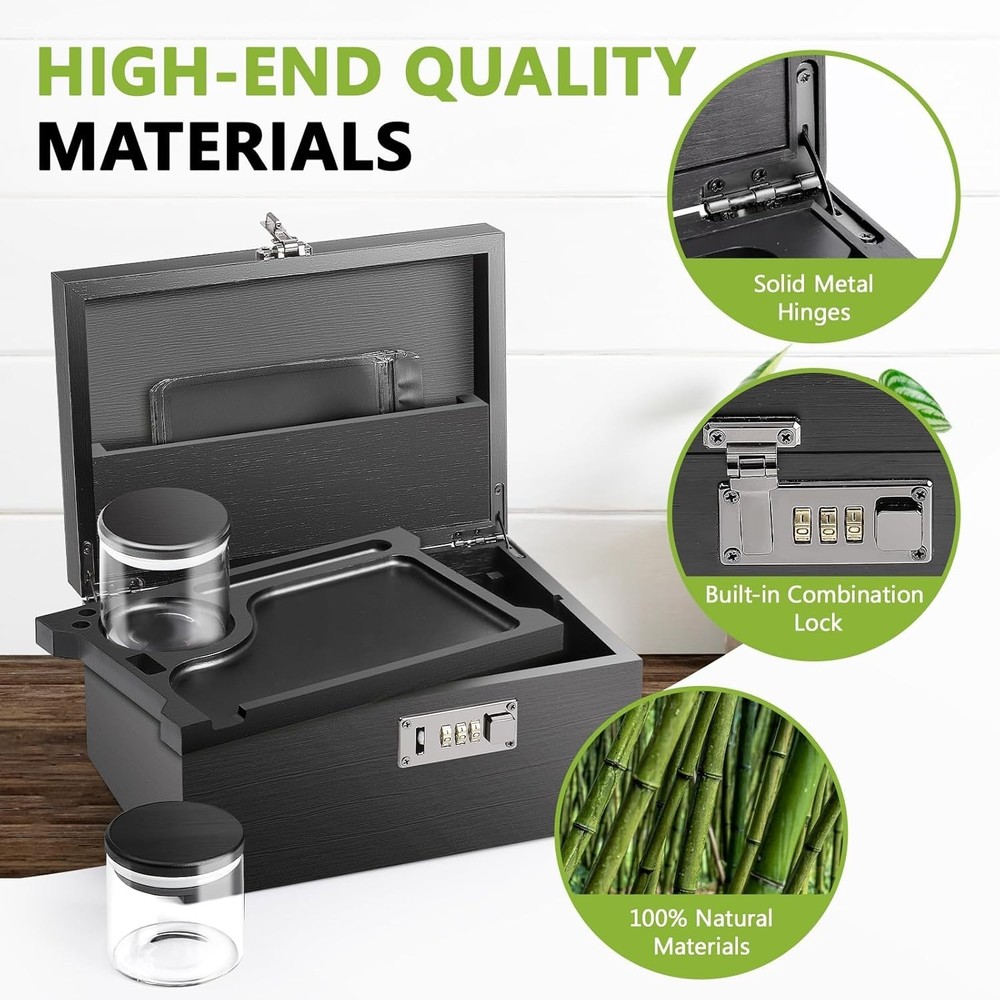 Elegant Lockable Bamboo Storage Box with Customizable Tray