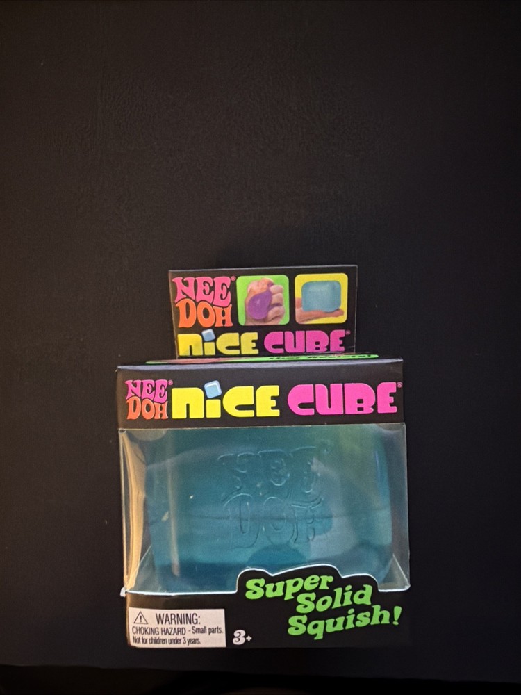 Schylling NeeDoh Nice Cube BLUE Sensory Squeeze Toy Super Solid Squish AUTHENTIC