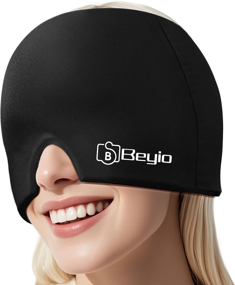 Migraine Relief Cap Ice Pack Headache Hat Hot & Cold Therapy Full Head Coverage