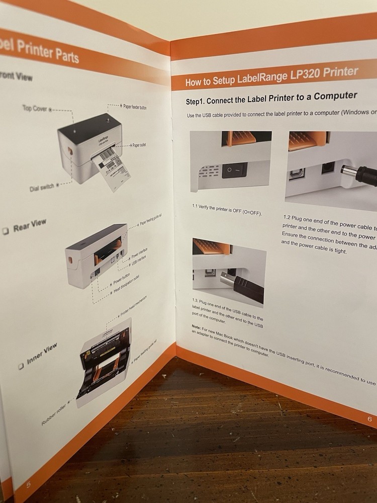 LabelRange LP320 Label Printer with Accessories and Setup Manual