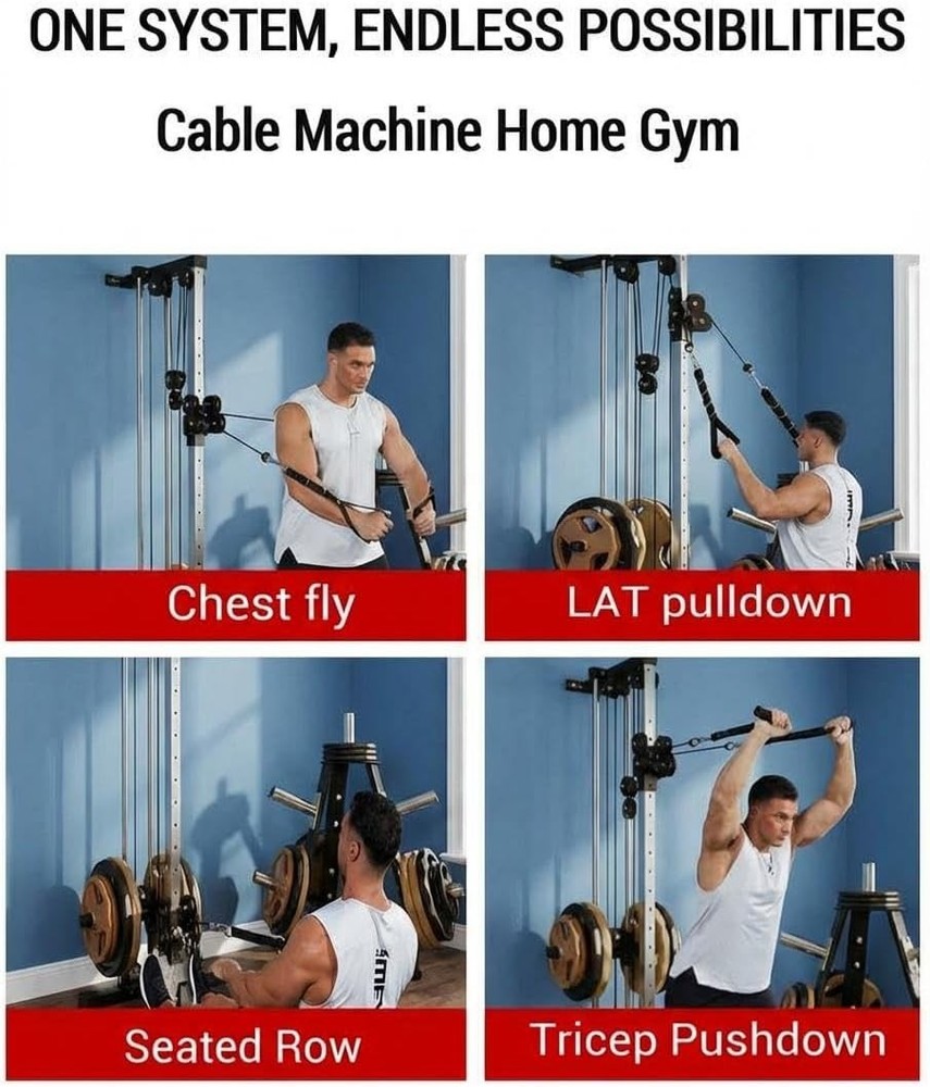 Wall Mount Cable Station Dual Pulley Cable Crossover Machine 19 Adjust Positions