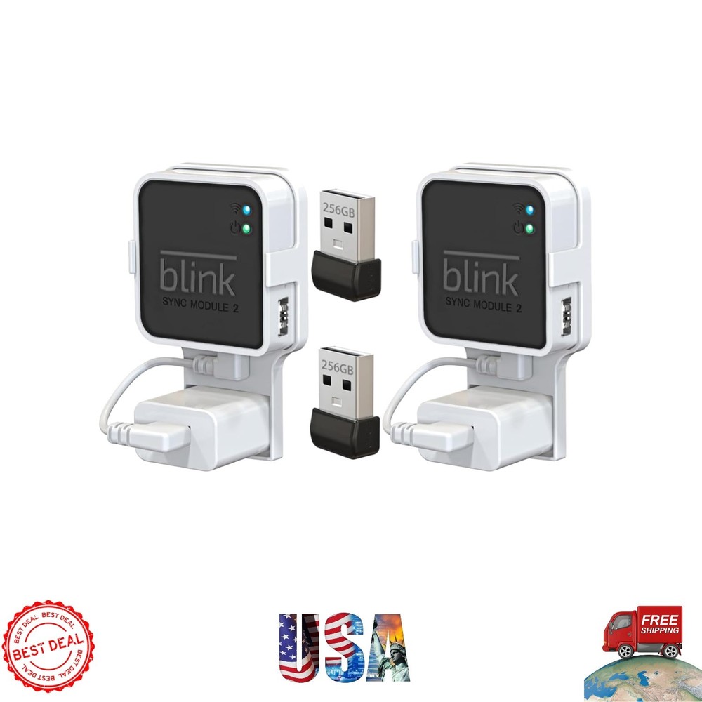 2-Pack 256GB Blink USB Flash Drive with Convenient Outlet Mount for Easy Setup