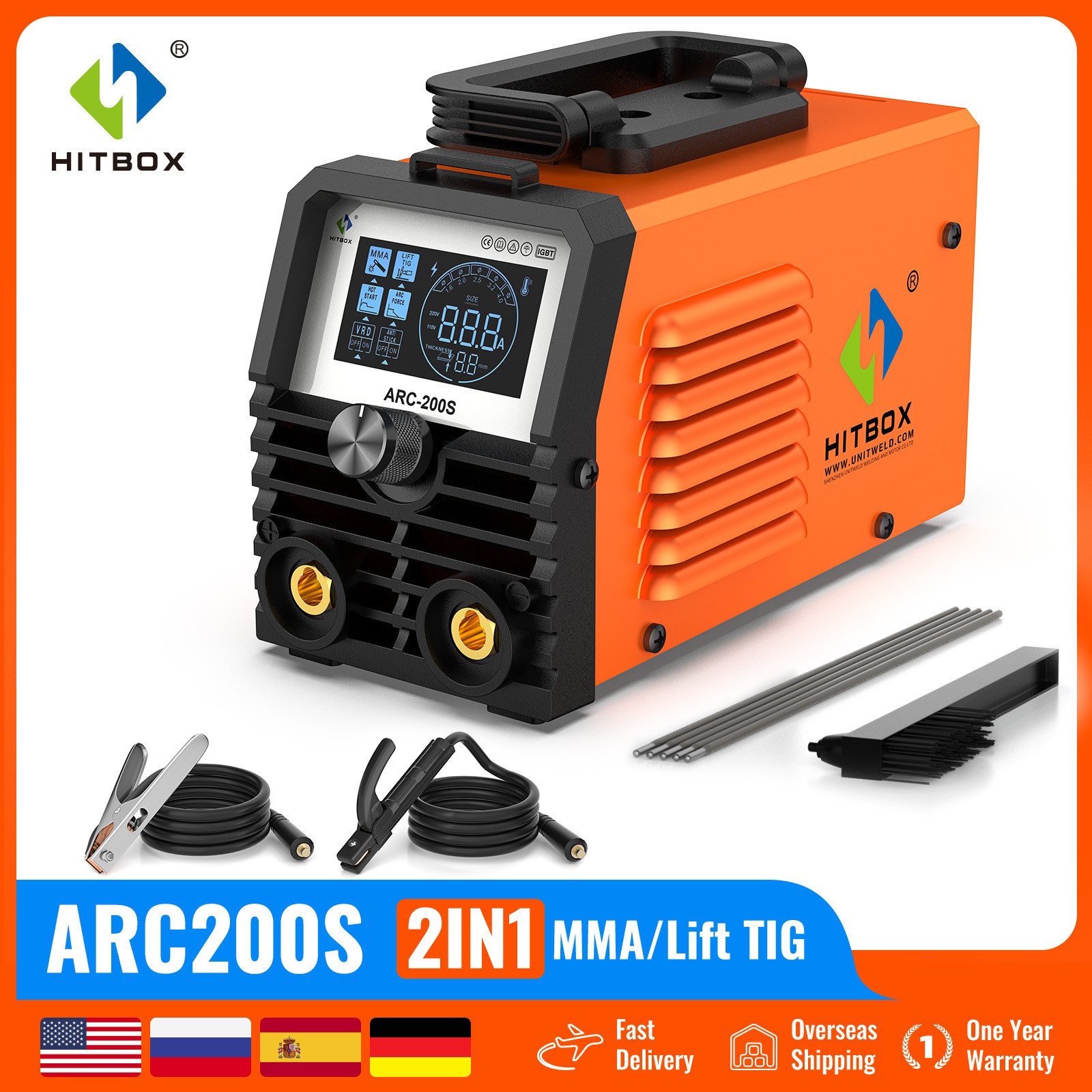 NEW 2-in-1 HITBOX 200A Stick Welder 110V  ARC MMA Lift TIG Welding Machine