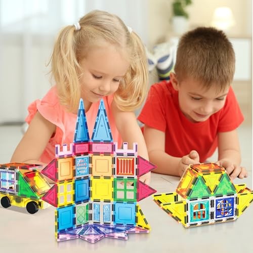 101 Piece Magnetic Tile Building Blocks Set with Durable 101pc with Carry Case