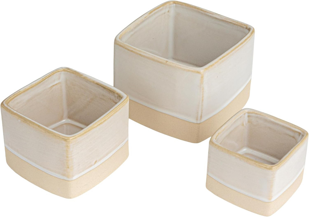 Ceramic Nesting Containers, Cream, Set of 3