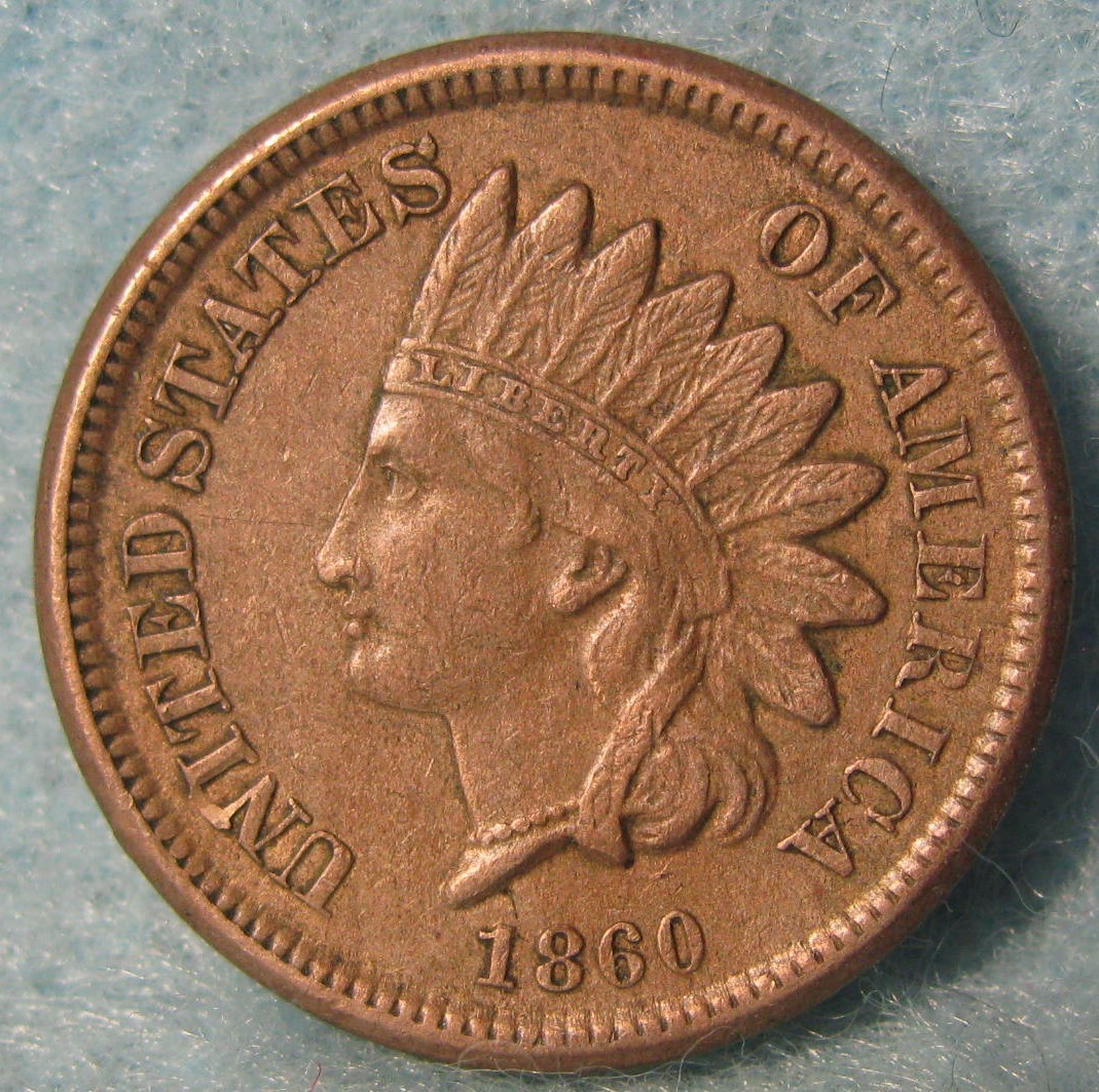 1860 Indian Head Penny Small Cent High Grade w/ Liberty & Diamonds US Coin #573