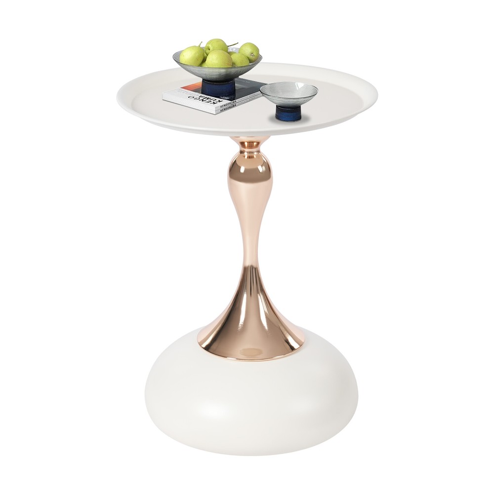 Modern Side Table Round End Table Bedside Table Metal Nightstand White Sofa Desk