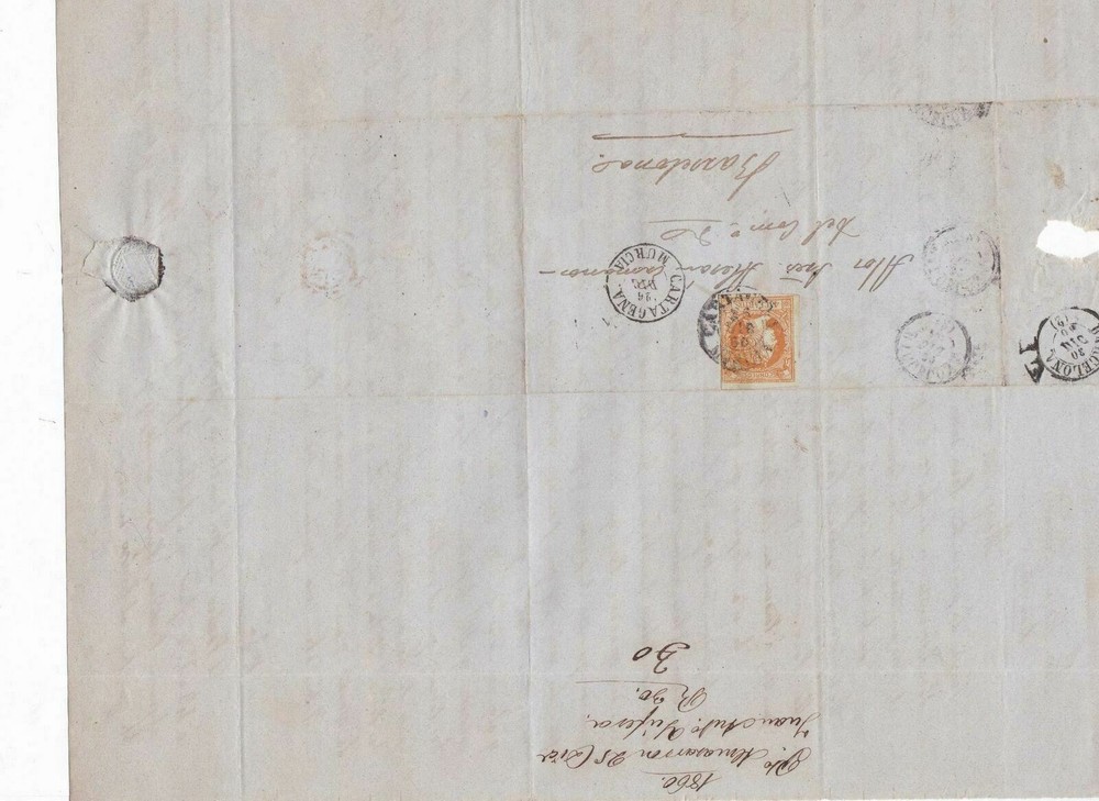 Spain 19th century imperf stamp cover  Ref: 8256