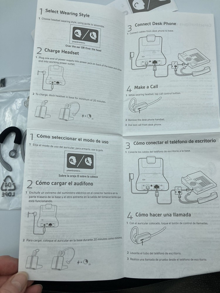 Plantronics CS540 Wireless Headset Quick Start Guide Spare Ear Pieces
