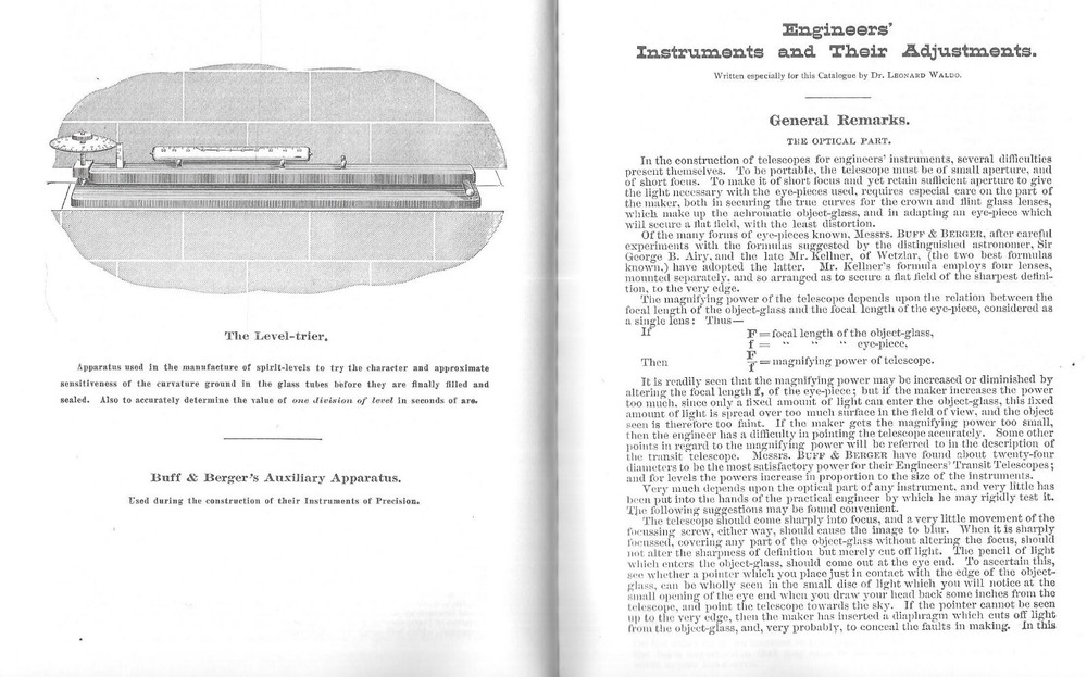 1897 BUFF & BERGER ENGINEERS' & SURVEYORS' INSTRUMENTS CATALOG