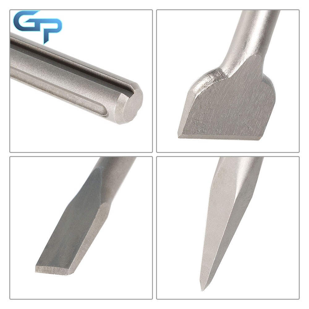 3 Pcs SDS Max Bits Set 16 Inch Long-Point Chisel Scaling Chisel Flat Chisel