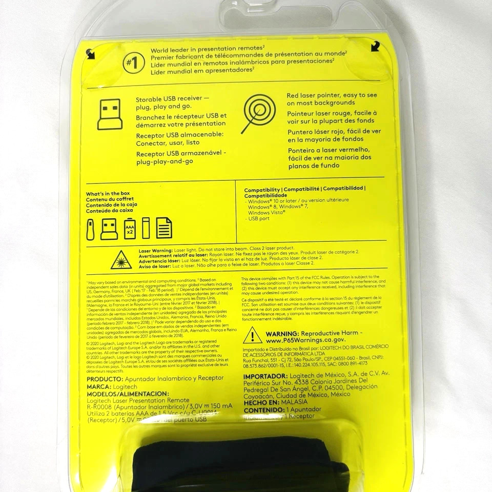 LOGITECH R400 PRESENTATION REMOTE WIRELESS LASER 910-005467 - NEW
