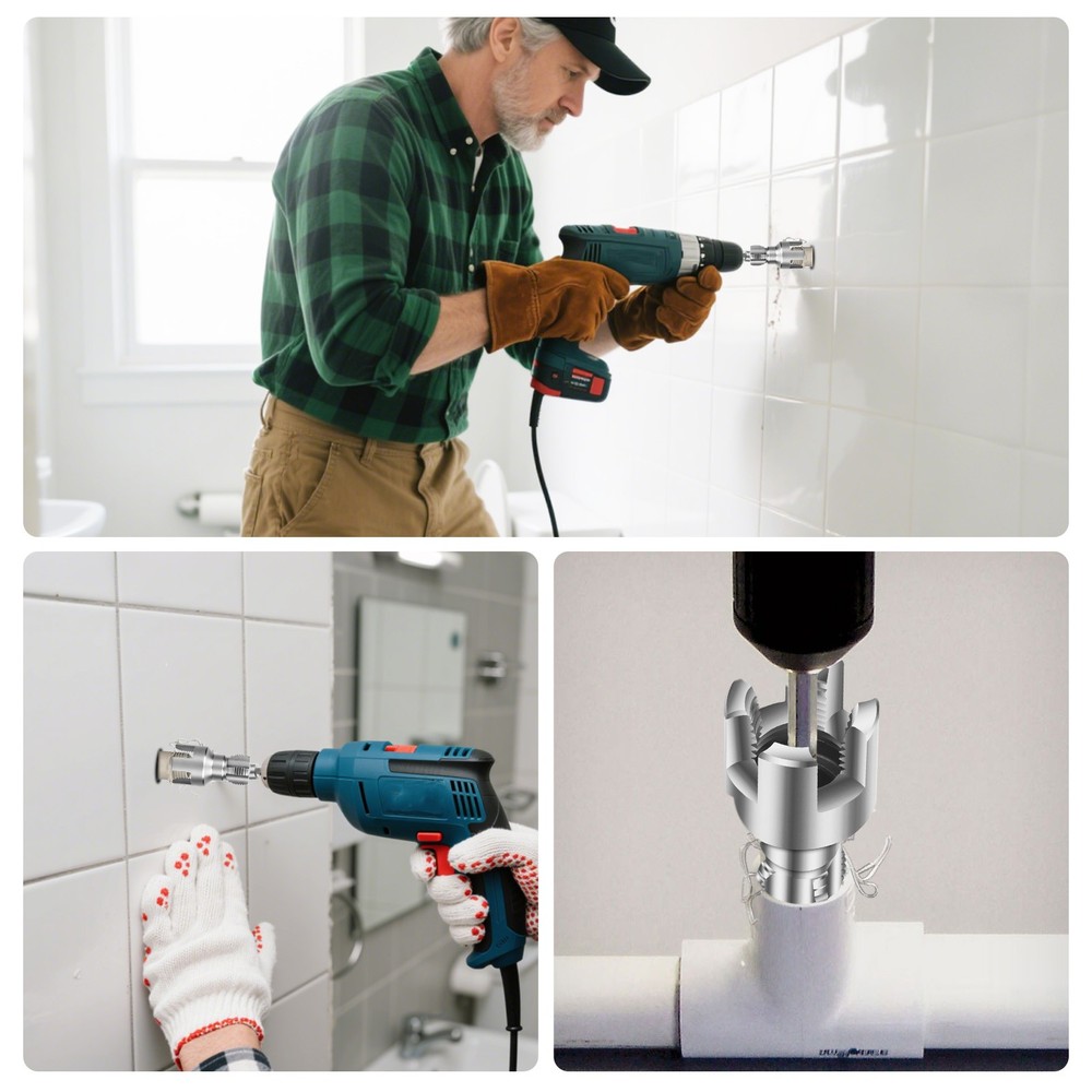 2X 1/2" 3/4" Integrated Internal/External Pipe Threader Tool for Electric Drill