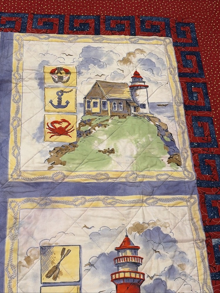 Double Sides Lighthouse Quilted Wall Hanging Completed