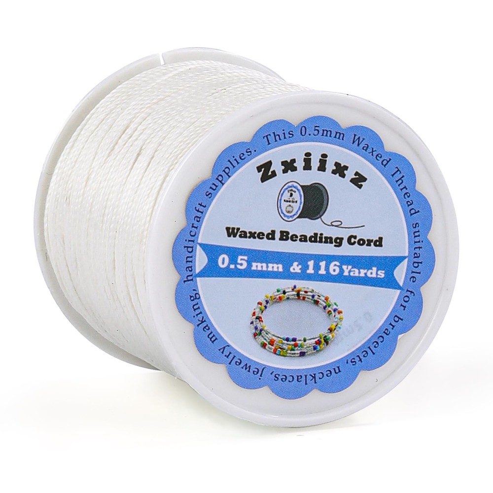 0.5mm Waxed Cord Bracelet String, 116 Yards Wax String for White
