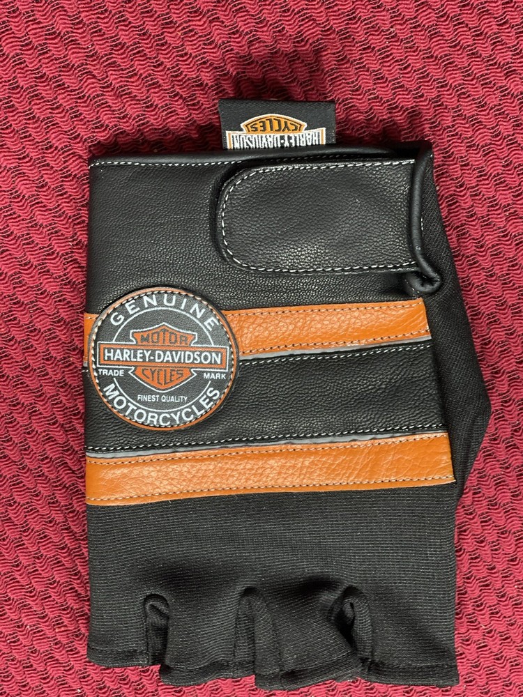 Harley Davidson fingerless gloves leather 100%