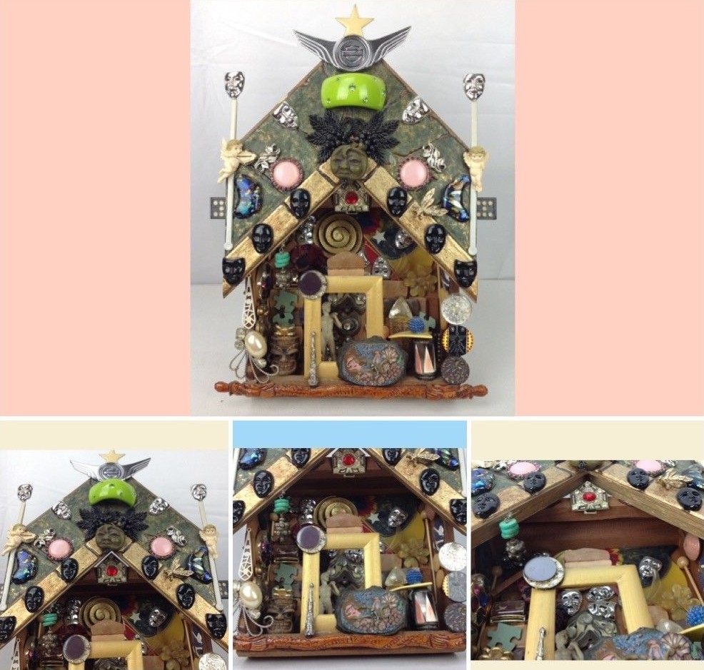 Whimsical Shadow Box Assemblage 3D Wall Art TESA Exhibit Abstract Funky OOAK