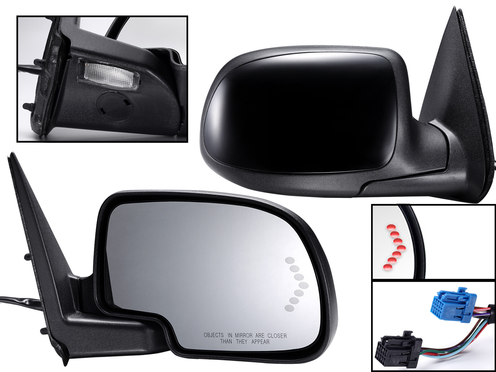 For 2003-2007 GM Pickup Truck Mirror Power Folding Signal Puddle Right Left Pair