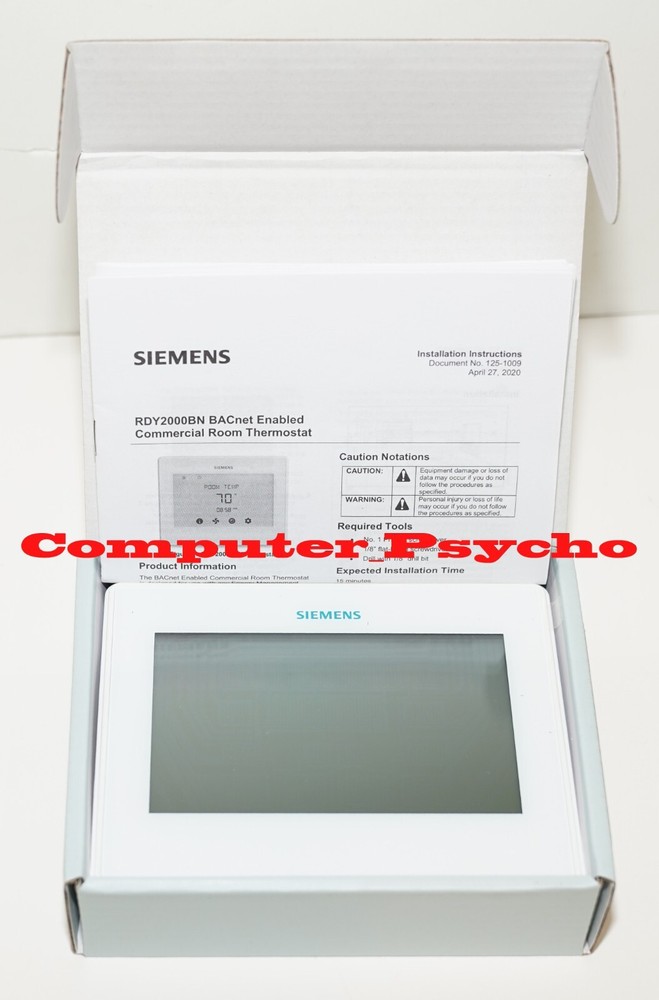 SIEMENS RDY2000BN BACNET ENABLED MS/TP COMMUNICATION COMMERCIAL ROOM THERMOSTAT