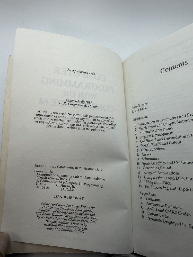Vintage 1983 Teach Yourself Computer Programming Commodore Carter Huzan