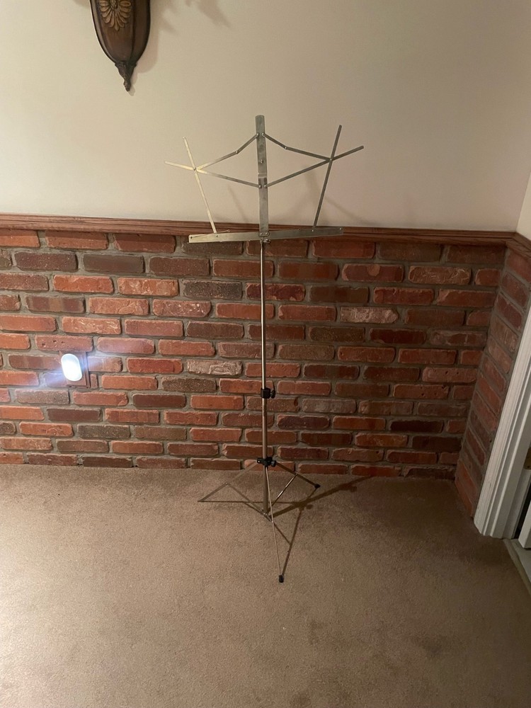 folding music stand, used, silver