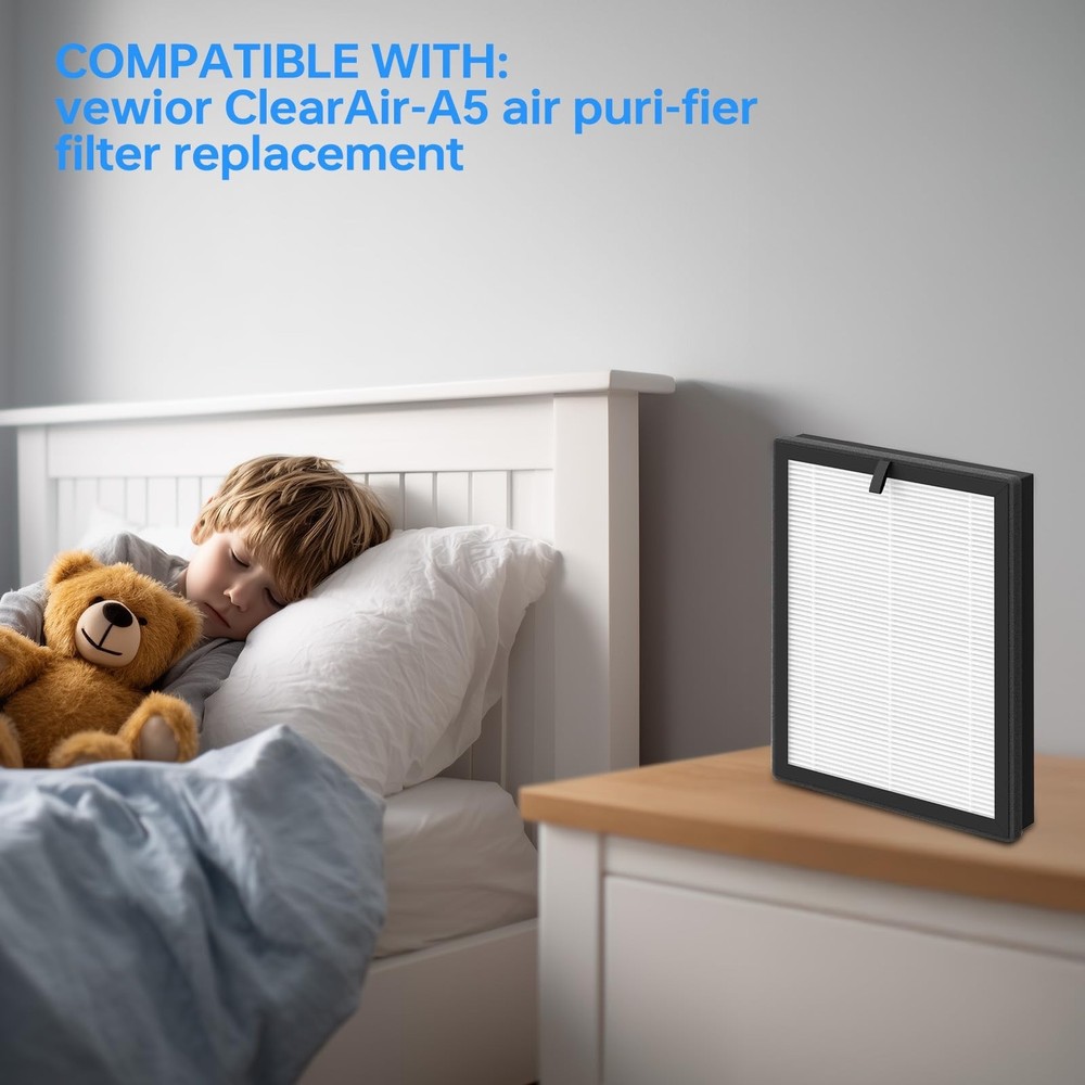 4 Pack ClearAir-A5 Filter Replacement,Efficiency 3-in-1, Compatible with VEWI...