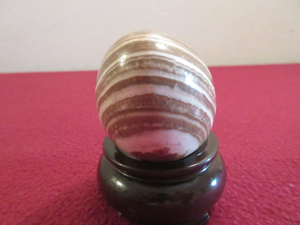 2 1/2" PETRIFIED WOOD Agate Sphere Oval w/Stand #2